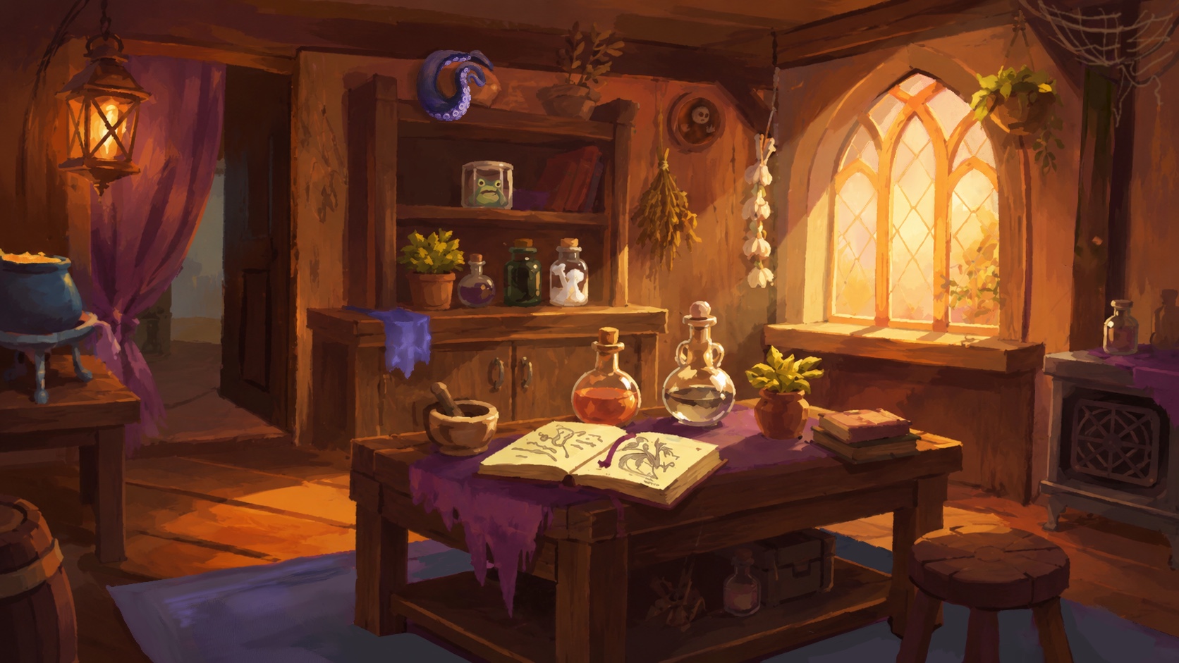 Warm digital painting of an interior
